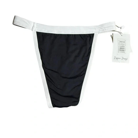 Dippin’ Daisy’s Black Bikini Bottoms White Trim S NWT - Picture 2 of 3
